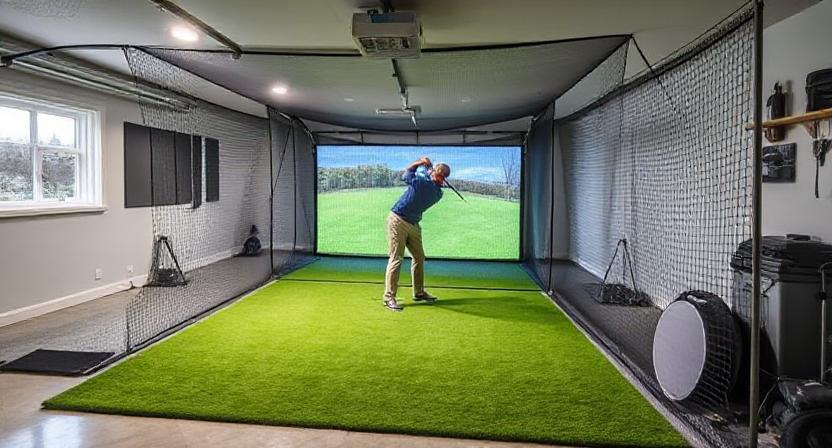 Indoor Golf Practice Area with Golf Nets for Garage